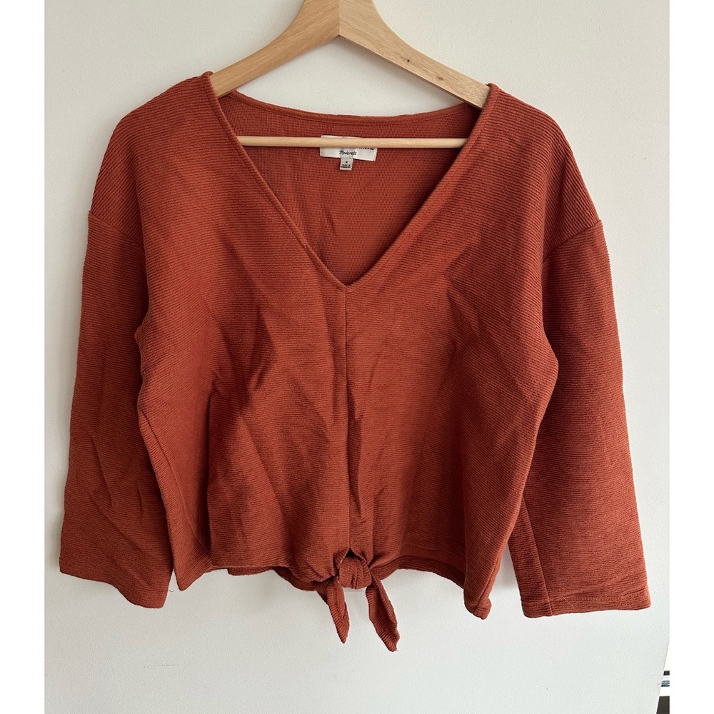 Madewell cropped tie front top